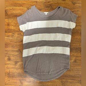 GAP Striped Short Sleeve Tee - Gray and White